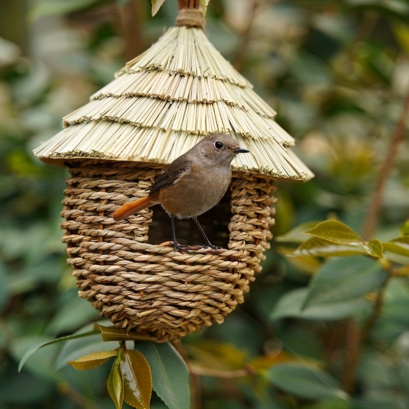 Hand Woven Wood Hummingbird Houses Nest Grass Bird Hut - Temu