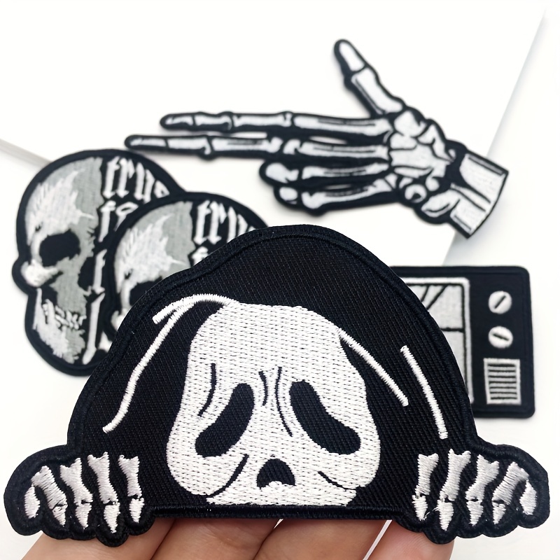 Punk Patches Embroidered Appliques For Clothing Black And - Temu