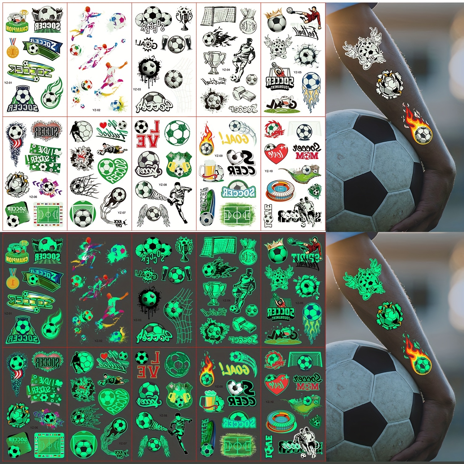 Luminous Football Tattoo Stickers Glow in the dark Football - Temu