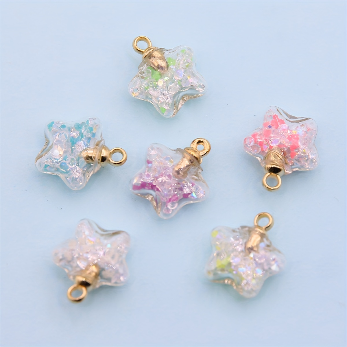 

10pcs 19*17*8 Creative Pentagram Glow-in-the-dark Glass Ball Broken Diamond Pendant Diy Jewelry Accessories Beaded