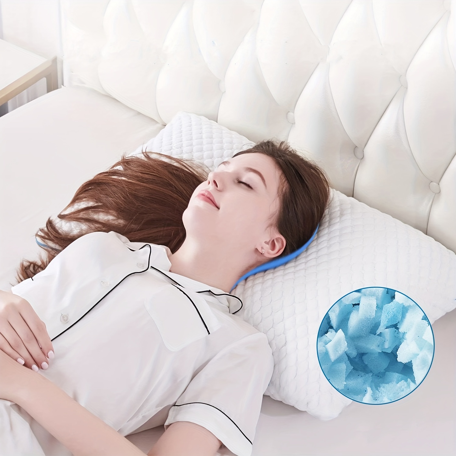 2PCS Cooling Gel Pillow, Memory Foam Pillow for Sleeping w/ Washable Pillow  Case