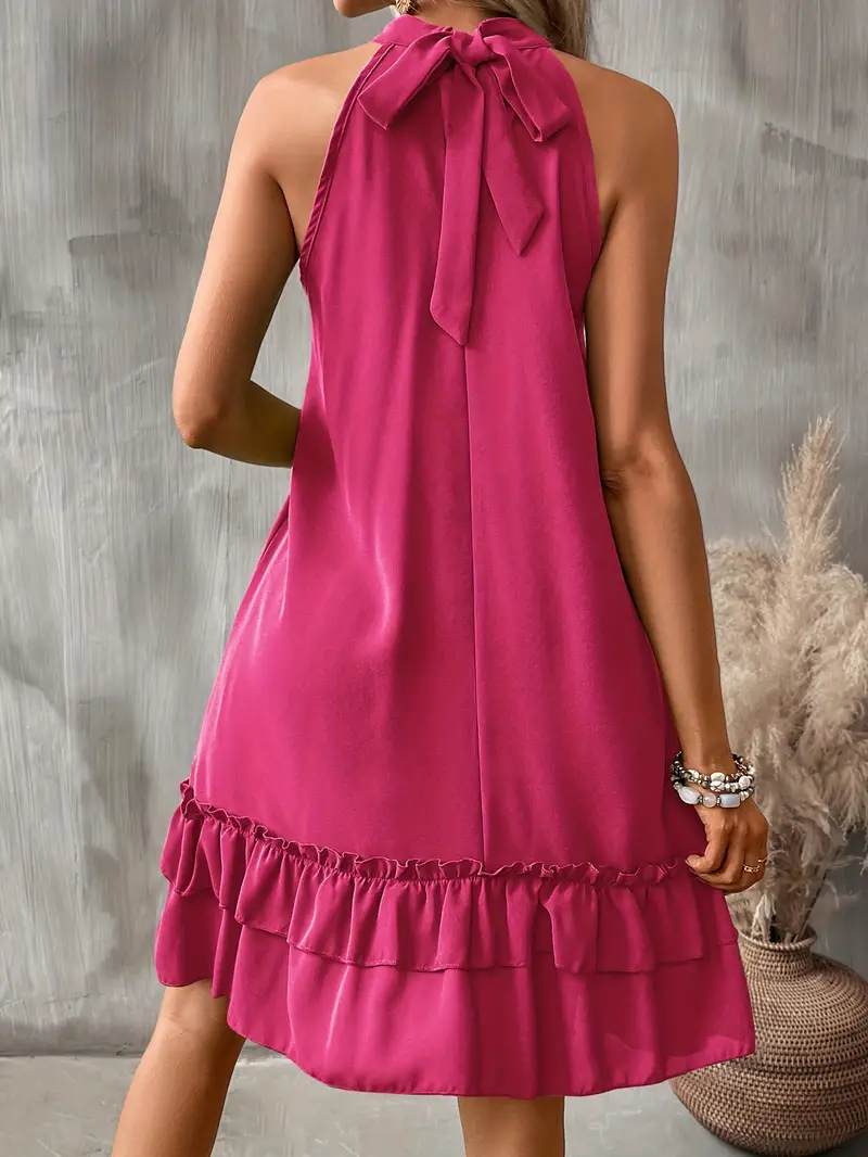 Rose Layered Ruffled Hem Sleeveless Red Dress Rose Layered Ruffled Hem Sleeveless Red Dress