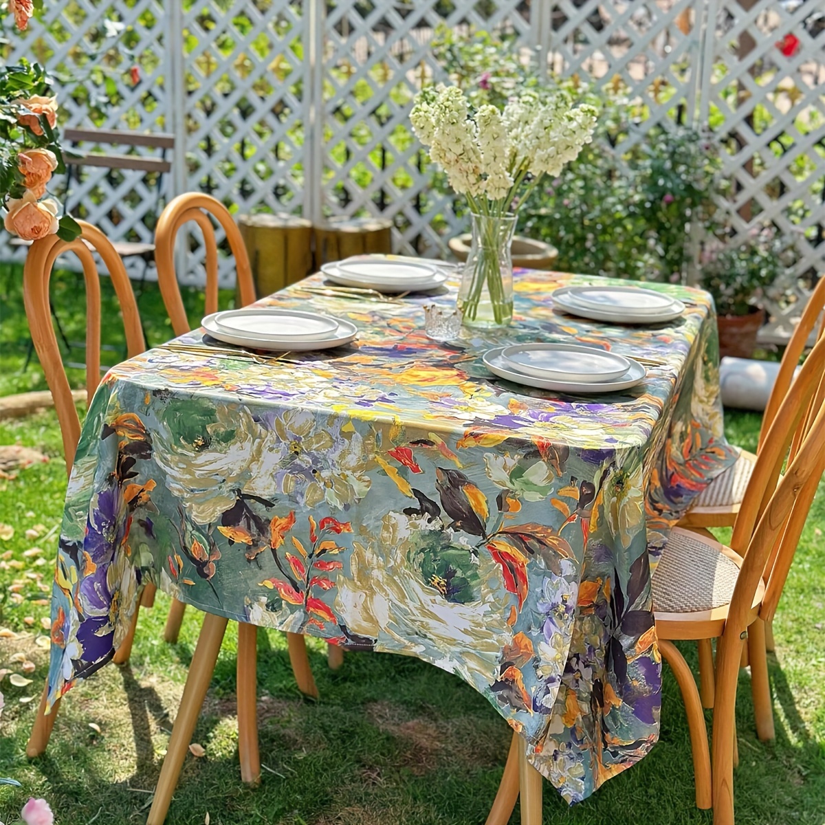 Luxe Nappe PVC Table Housse Floral Oilproof Salle à Manger Banquet