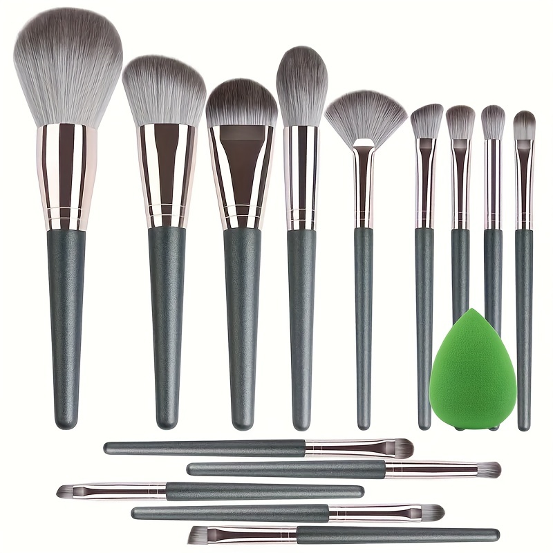 14pcs Set Pennelli Trucco Verde Spugna Trucco In Polvere - Temu Italy