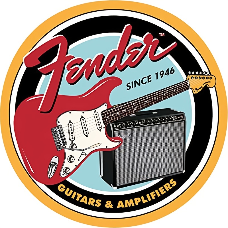 1pc Fender Round Guitars Amplifier Tin Sign - Home & Kitchen - Temu ...