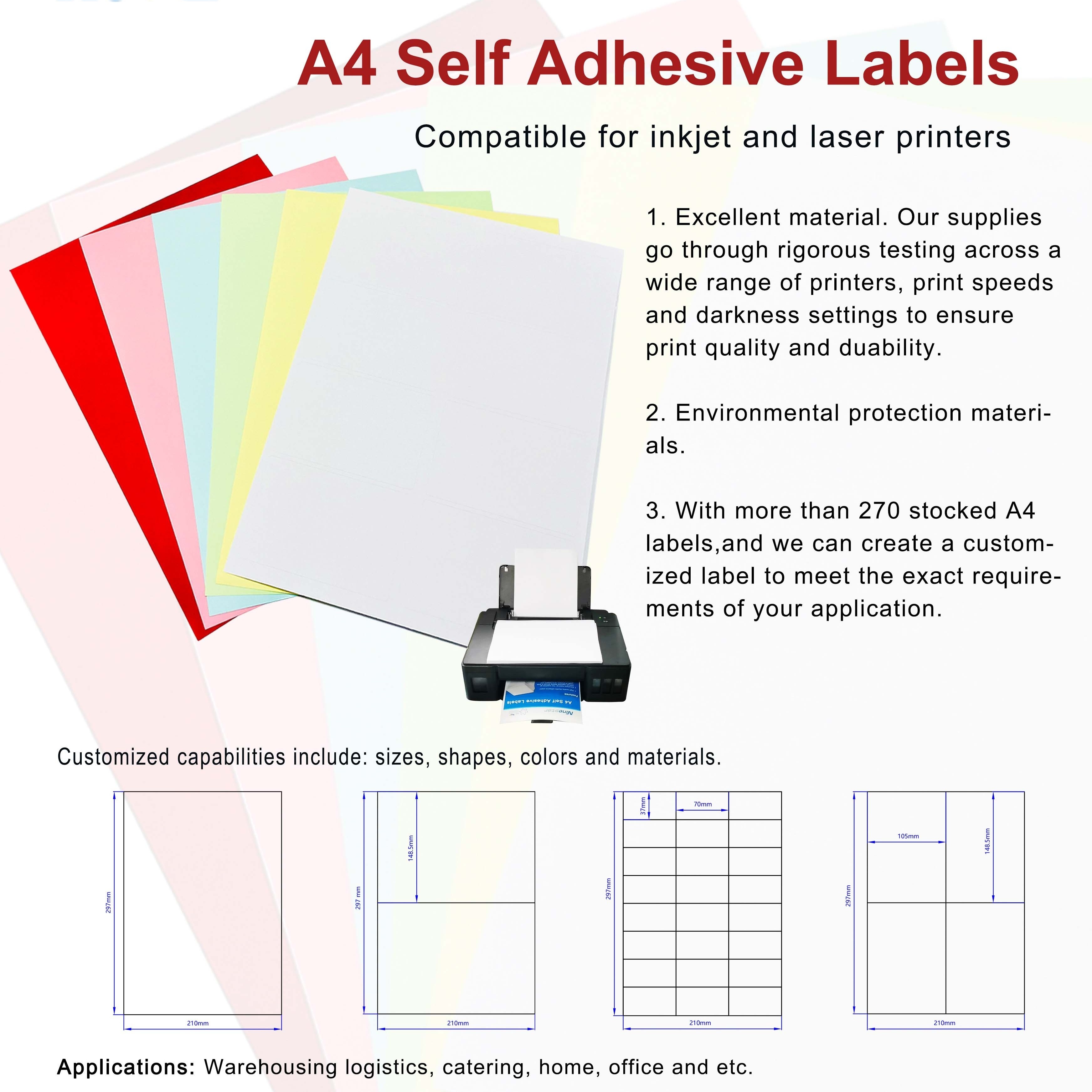 Address Labels Stickers White A4 Sheets Self Adhesive Inkjet Paper Laser  Printer