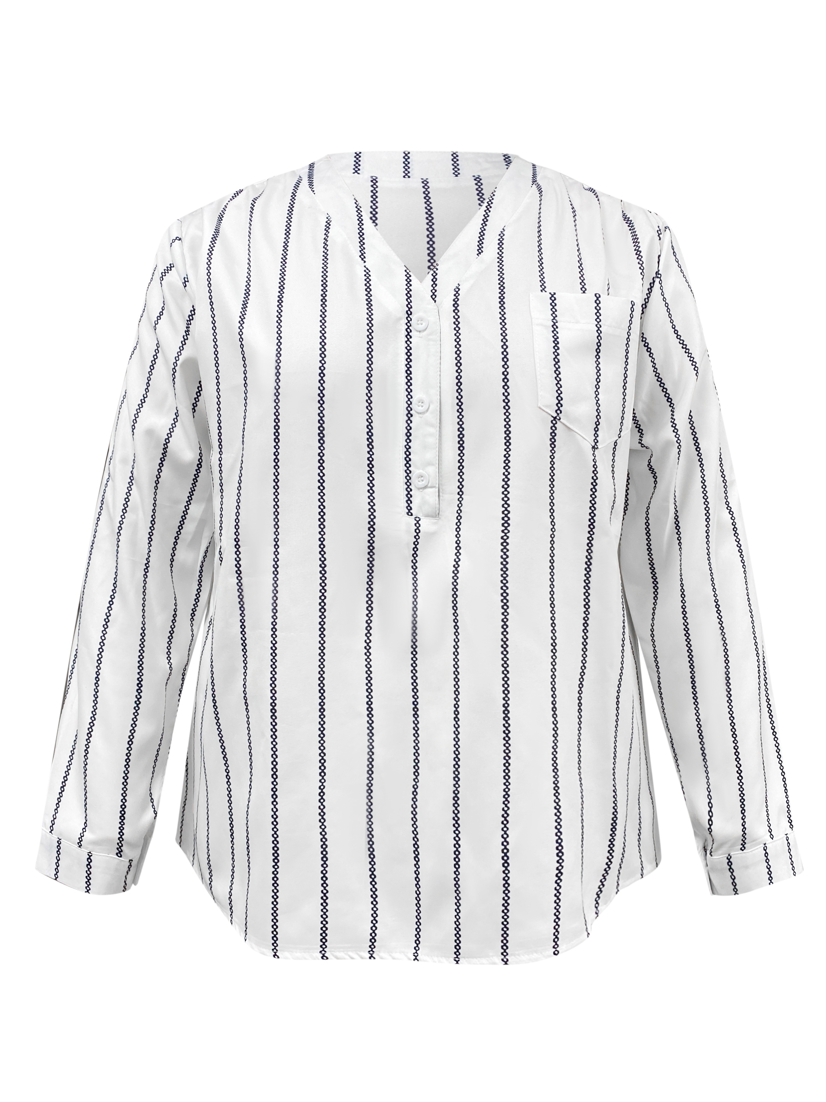 Camisetas de talla grande para mujer, camisas de manga larga con cuello en  V con muesca, blusas de verano con botones