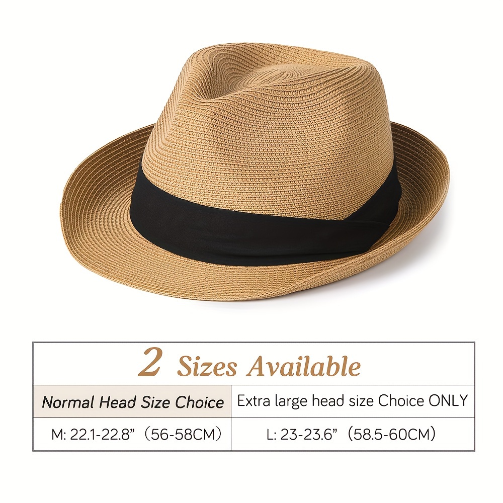 【 Recoverable After Crimping 】Panama Hat Fedora Wide Brim Straw For Men Summer Beach Sun Hat Upf Straw Hat For Women