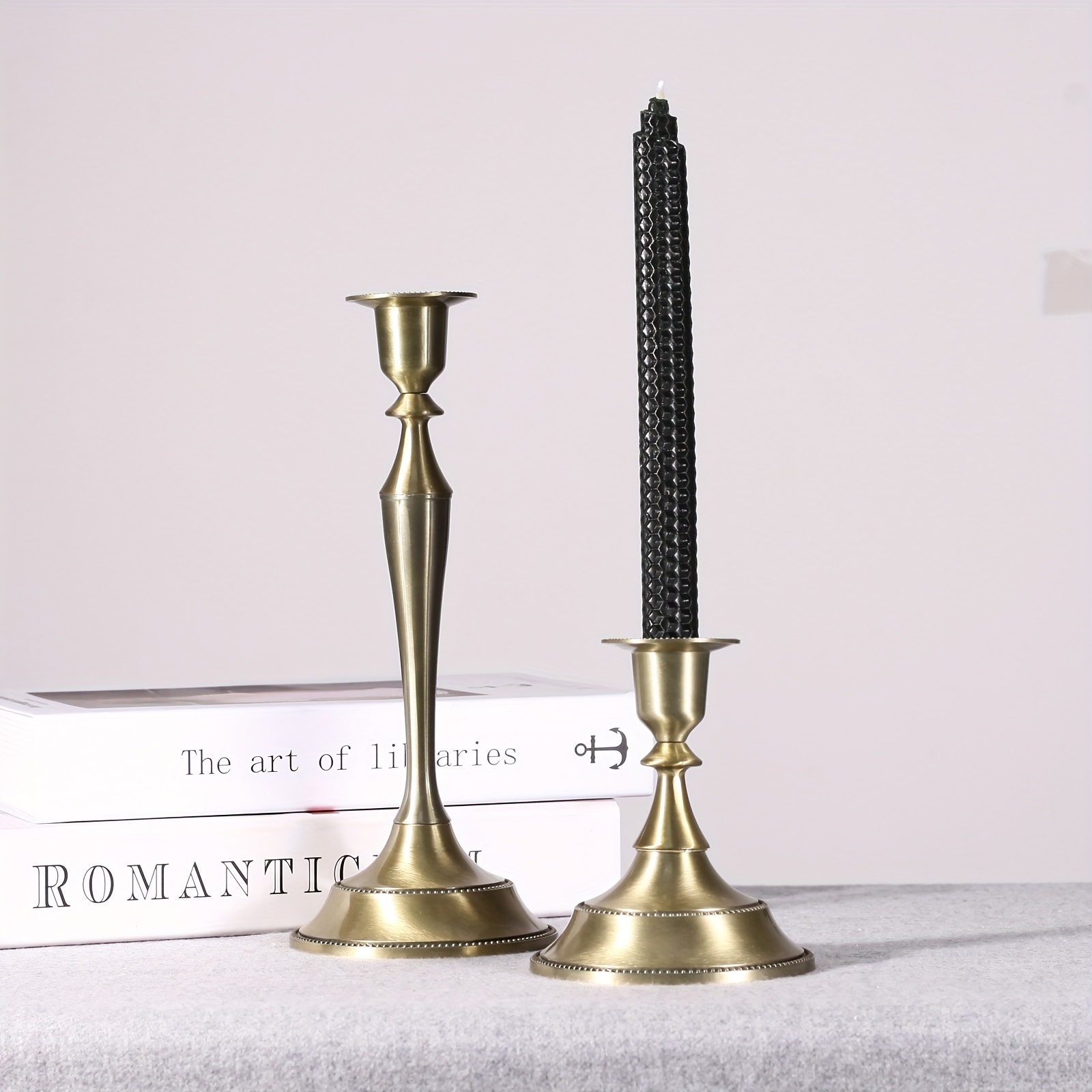 Antique Brass Taper Candle Holders - Set of 2Antique Brass Taper