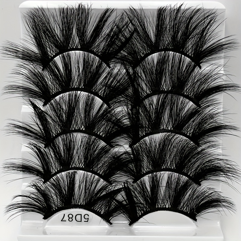 5 Pairs Faux Mink Eyelashes Lengthening Thickening False Eyelashes