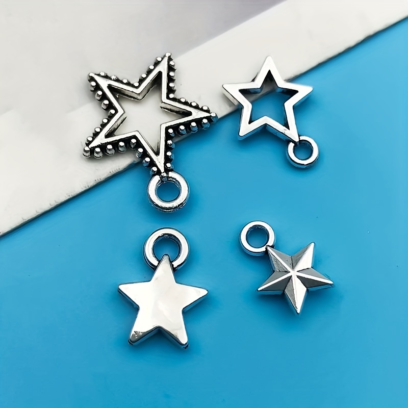 Zinc Alloy Antique Silver Moon Star Shape Charms, DIY Jewelry Making Set