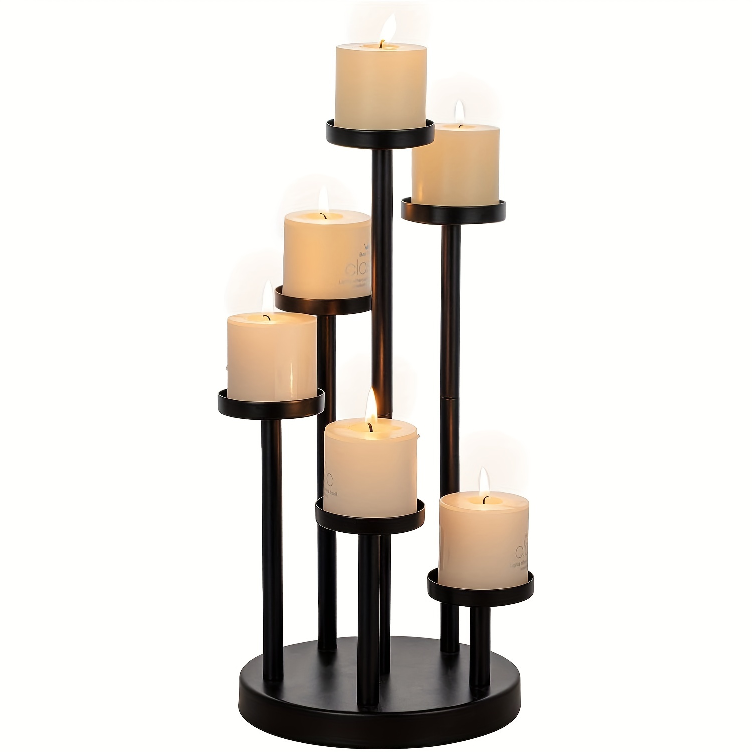 5 Arms Black Metal Candle Holder 5 Pcs Plastic Led Taper Candles with  Remote and Timer Halloween Gothic Candelabra Battery Operated Flickering