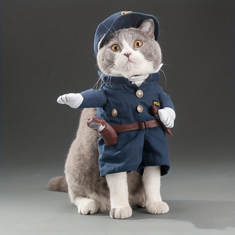 1 Set Of Pet Halloween Costume Funny Cat Police Cosplay Clothes With Hat  And Necktie For Holiday Party Pet Dressing Apparel, Shop Now For  Limited-time Deals