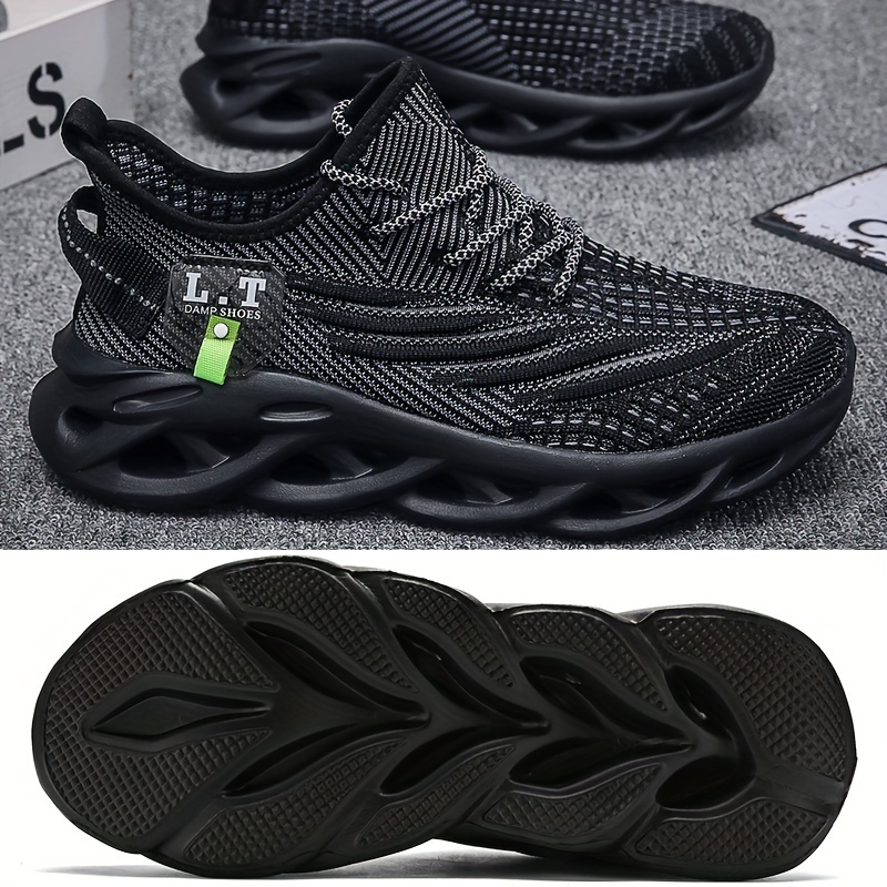 mens knit breathable lace up running shoes lightweight comfy sneaker spring and summer details 7