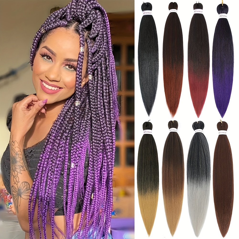 Pre stretched Braiding Hair Extensions Ombre Black Green - Temu