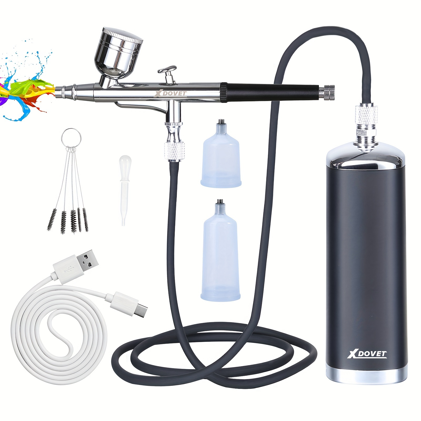 SAGUD Professional Airbrush Kit with Compressor - Gravity and Siphon Feed Air Brush Painting Set with 6 Colors Acrylic Airbrush Paint Set and Accessor