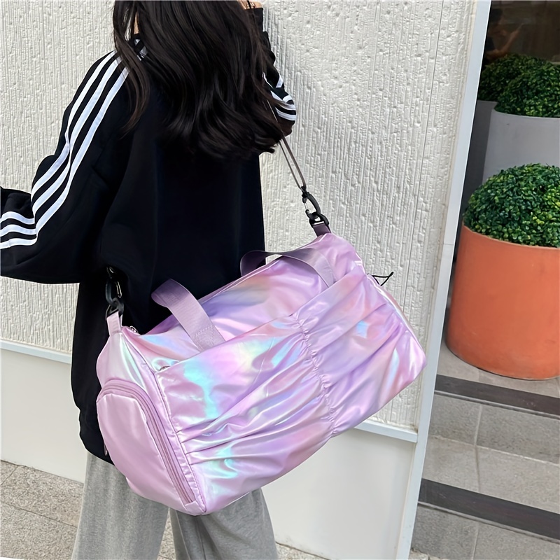 Clear Holographic Sports Duffle Bag, Laser Waterproof Pvc Gym Bag, Large  Capacity Travel Weekend Bag - Temu Japan