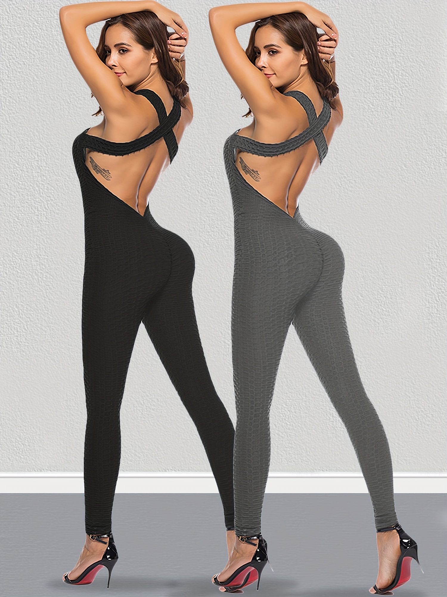 Yoga Sxy 2pcs Seamless Yoga Set Sports Suit Criss Cross Backless
