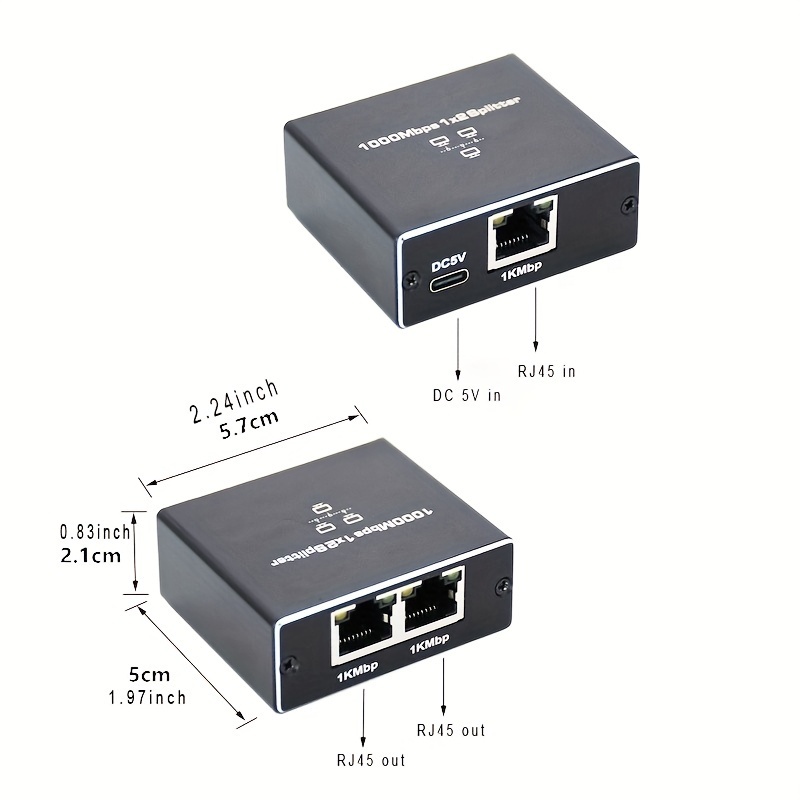Gigabit Ethernet Splitter 1 2 Network Splitter Usb Power - Temu