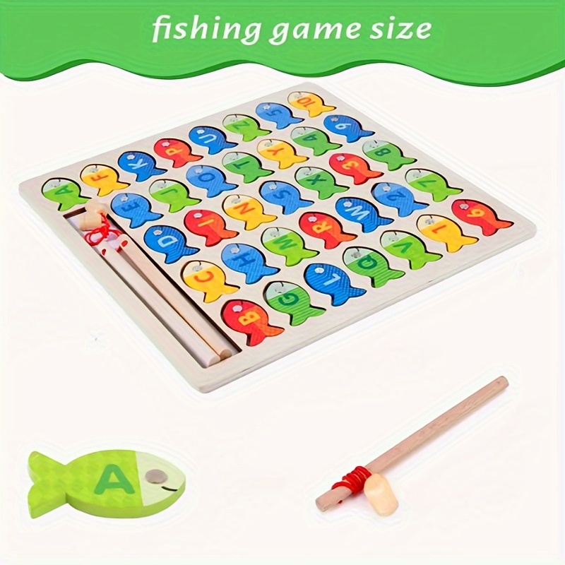 Christmas Wooden Letter Number Fishing Board Fishing Game - Temu