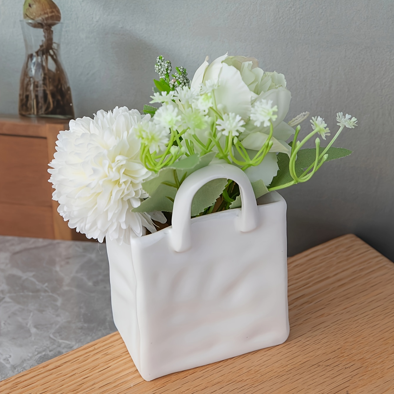 Style Vase Creative Handbag Shape Vase Decoration Home Resin