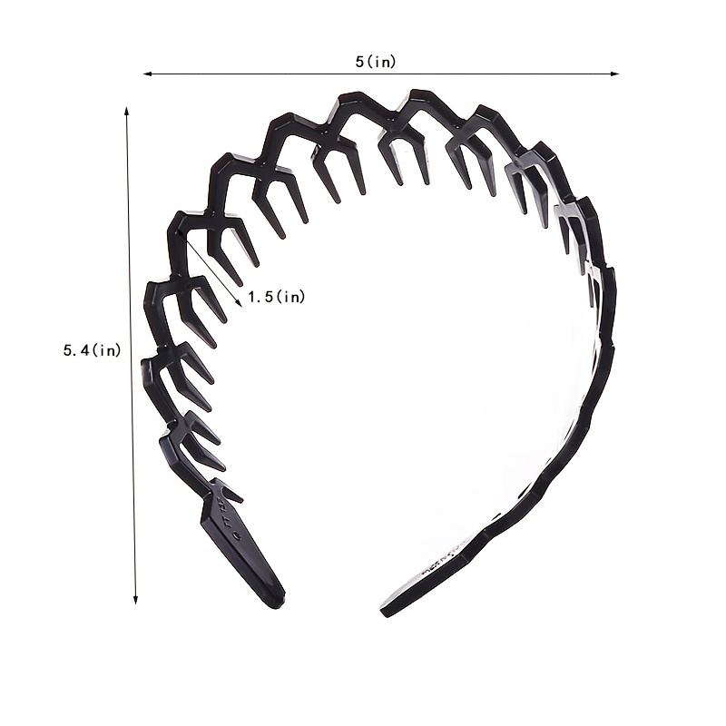 2pcs Wavy Long Tooth Wide Hairband Solid Tortoiseshell Non slip Headband