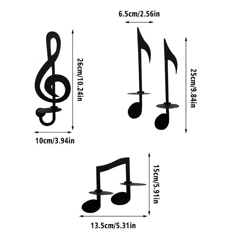 Metal Art Music Note Wall Candle Holders Decoration black Temu