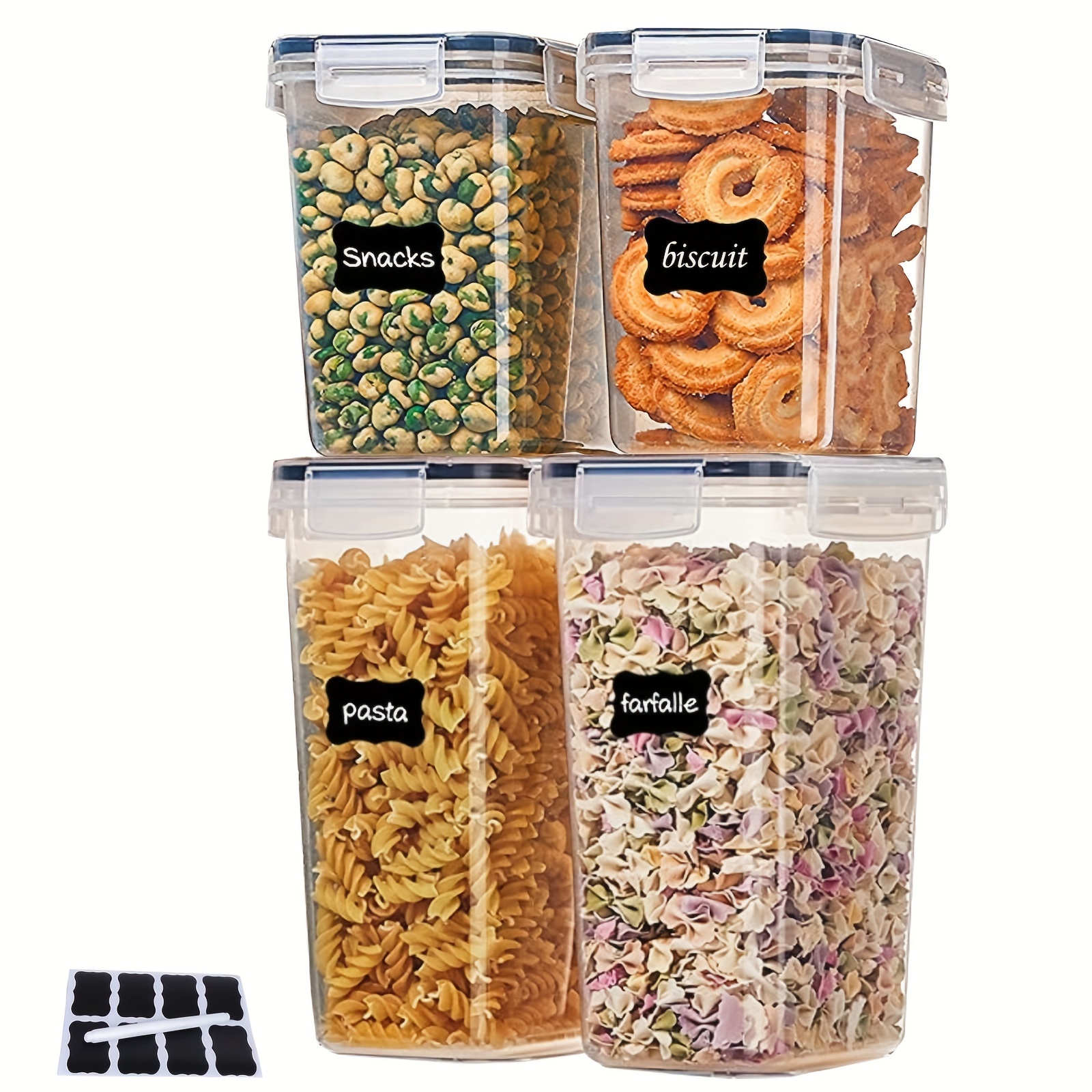 3 pcs BPA-Free Large Food Storage Containers - 5.2L / 176oz + 2*2.5L /84oz  - Airtight Canisters for Flour, Sugar, Baking Supplies - Includes Labels an