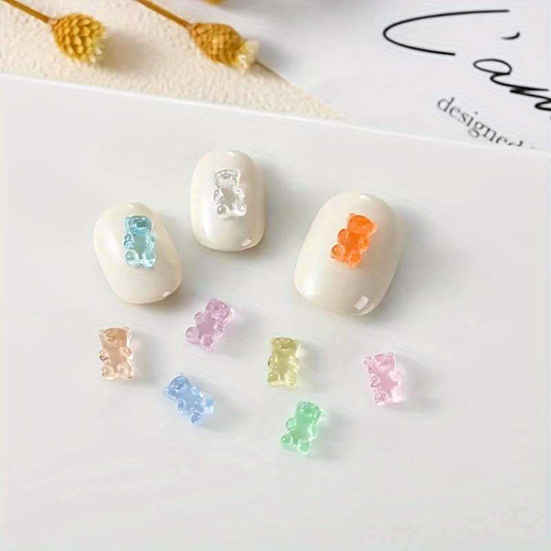

100pcs Cute Bear Nail Charms, Resin Gummy Bear Nail Art Accessories For Nail Art Decoration And Phone Case Decoration