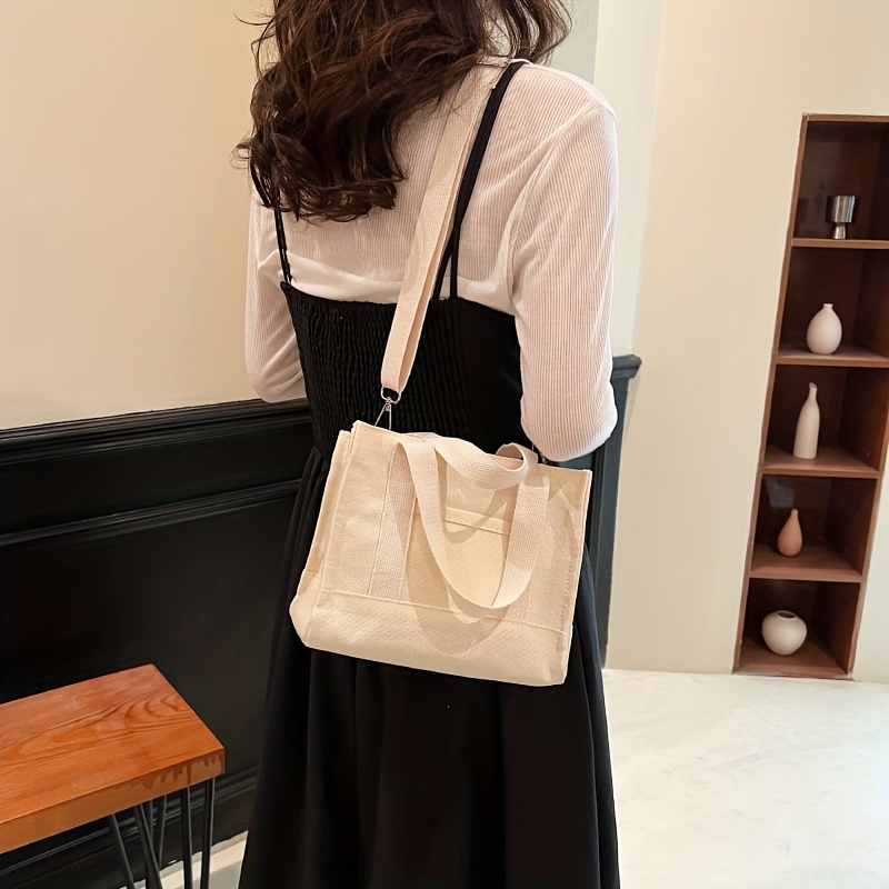 Small Canvas Tote Bag Women Casual Solid Color Crossbody Bag - Temu