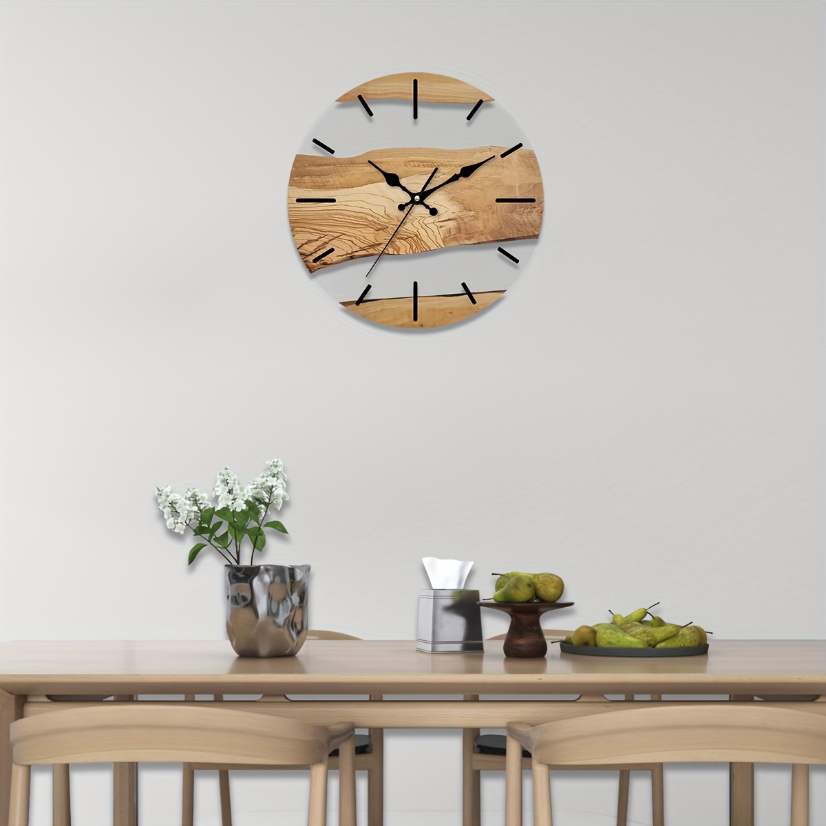  12 Inch Wooden Wall Clock Silent & Non-Ticking Autumn