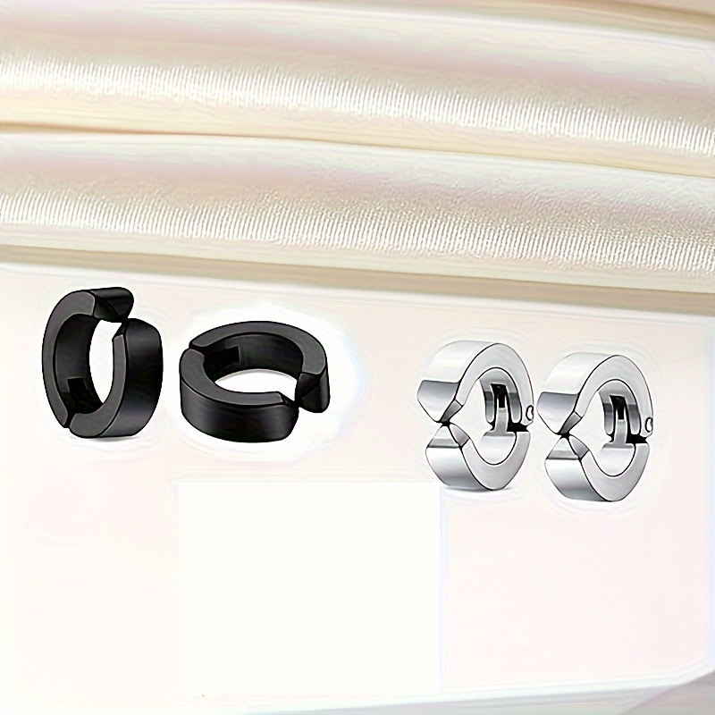 1 Pair/2 Pairsof Stainless Steel Men's Ear Clips Non-piercing Earrings Punk Clip Earrings for Men and Women, No Gems