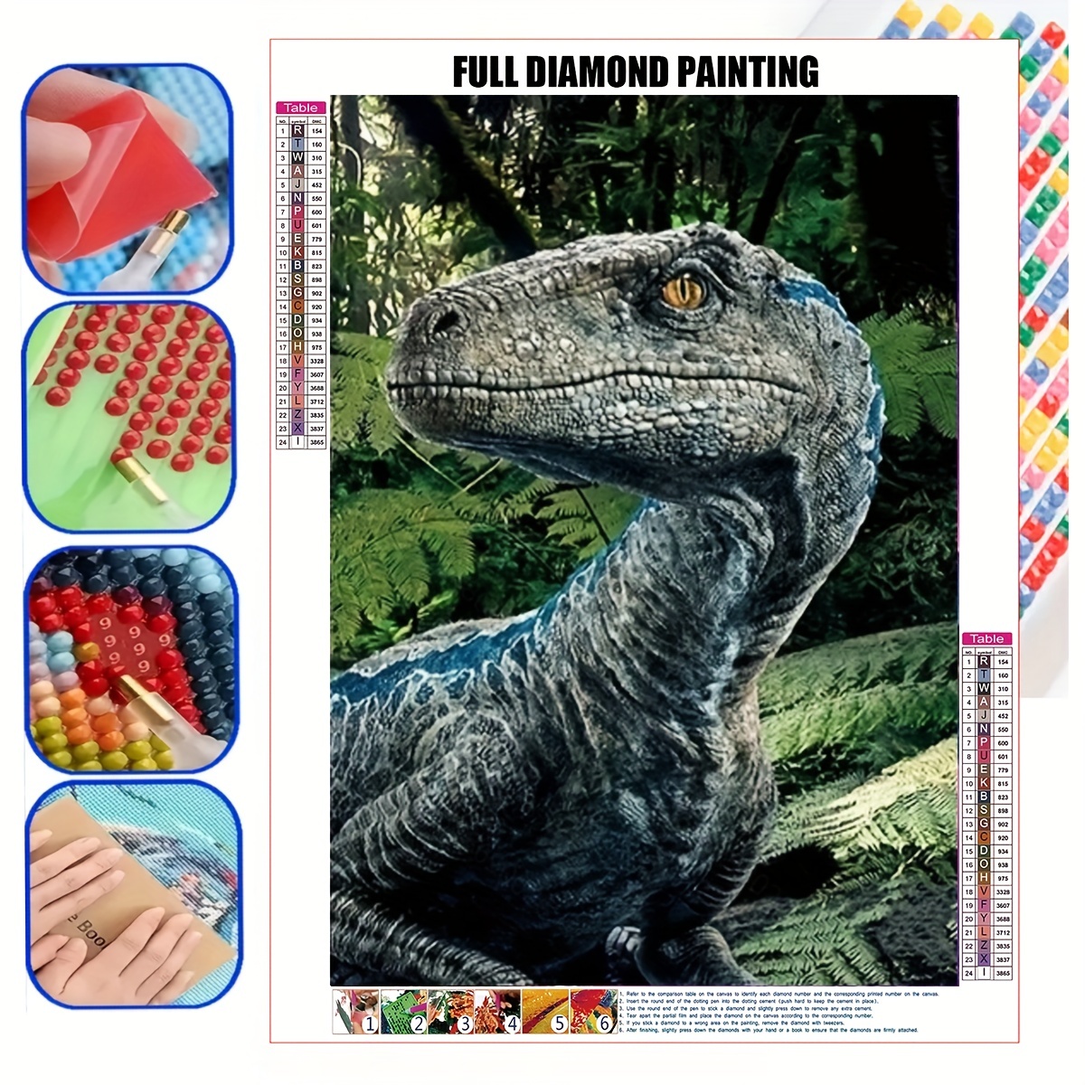 Dinosaur Diamond Painting Jurassic World Cross Stitch 5D DIY Full Diamond  Embroidery Animal Rhinestone Pictures Home Decor