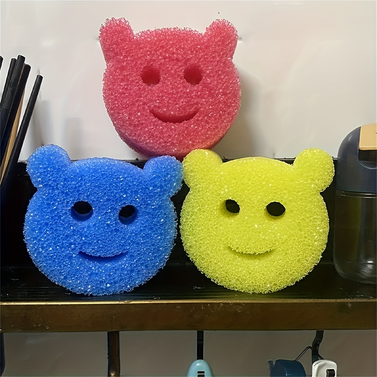 2 4 8pcs Creative Happy Face Magic Cleaning Brush Cute Sponge For Keyboard  Cleaning And Dishwashing Scratch - Electronics - Temu