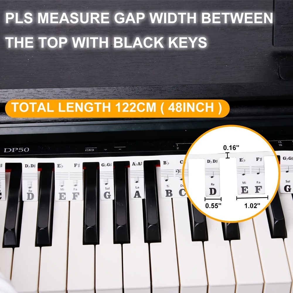 Removable 88-Keys Piano Keyboard Note Labels Reusable Piano Stickers BEST