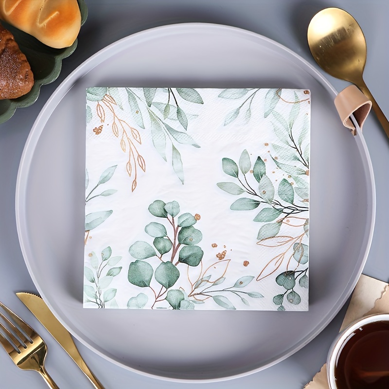 Disposable Blue And White Floral Paper Napkins Western Food - Temu