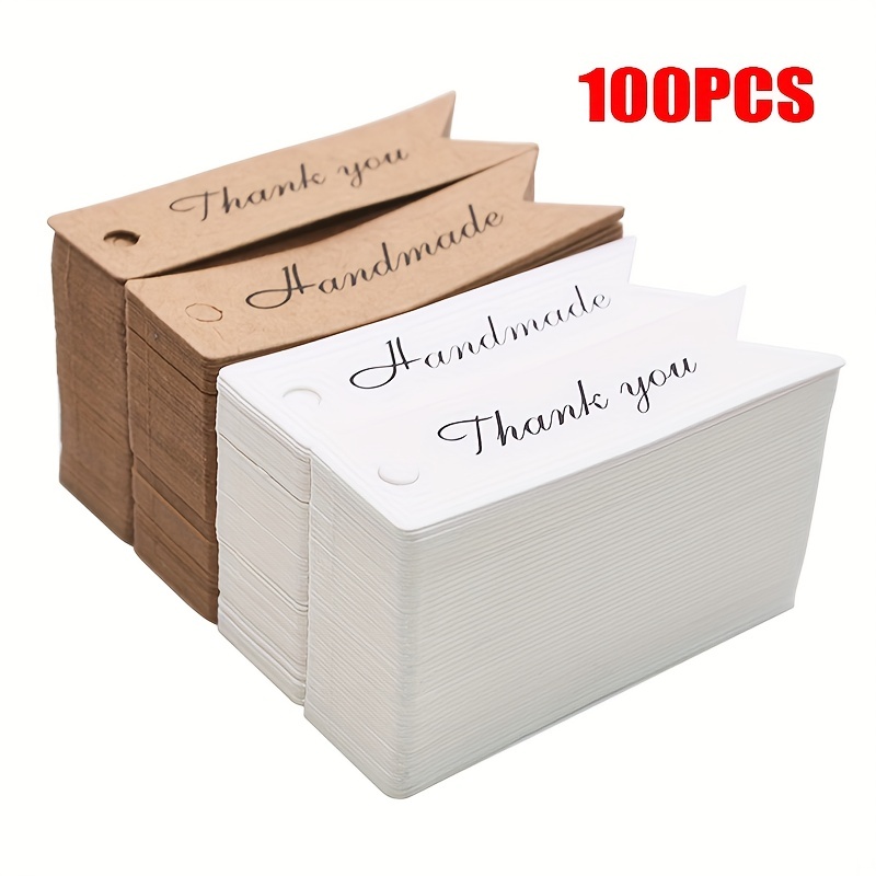 100pcs White Kraft Paper Tags Thank You Handmade Gift Tag Labels