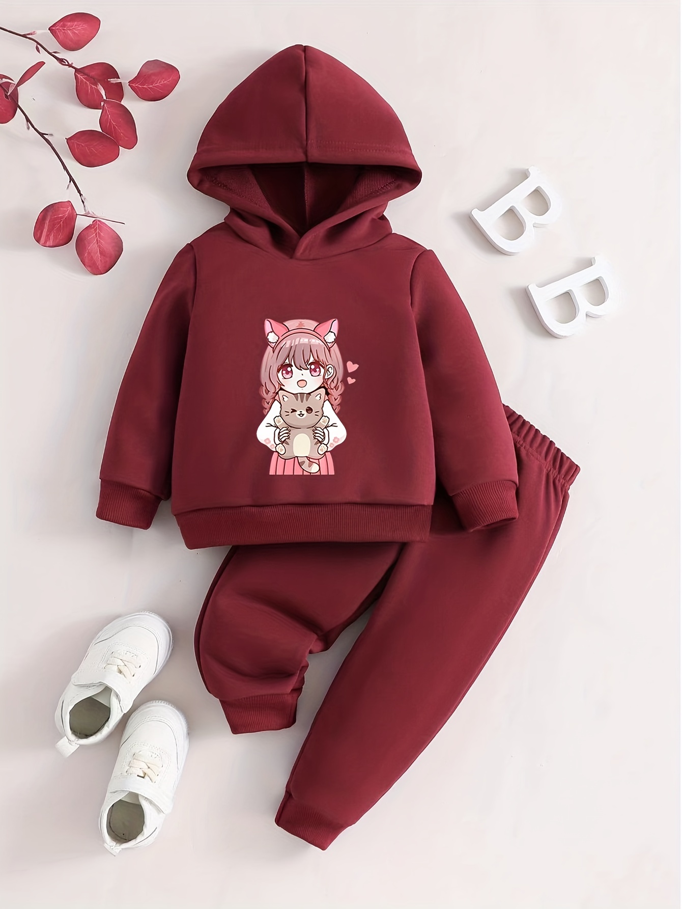 Trendy Girl's Sports Suits Cartoon Letter Small Town Girl - Temu