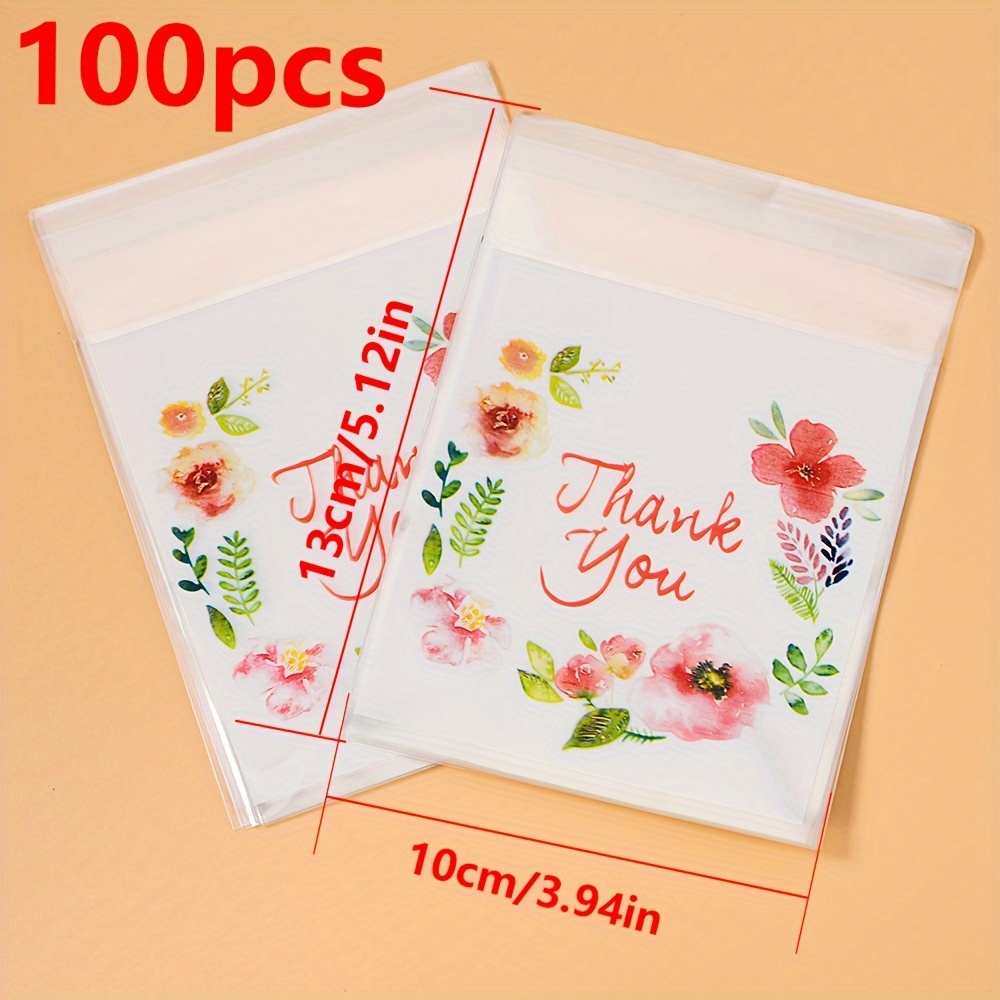 100pcs Self-adhesive Bags Transparent Plastic Bags Cookie Packaging For Wedding Party Decor Gift Packaging Pouches