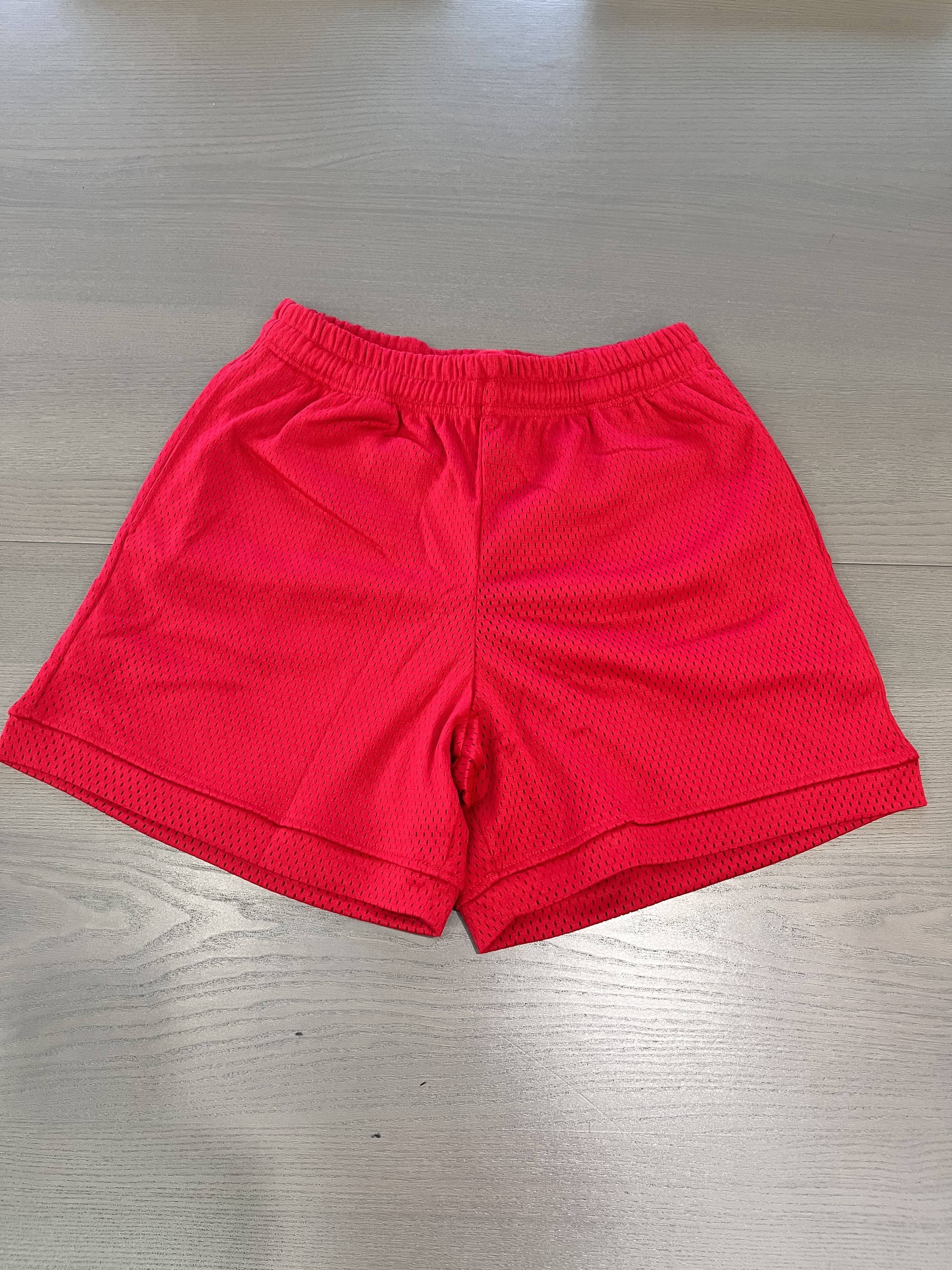 Nexus Clothing Men Basic Solid Mesh Breathable Mesh Shorts (Red)