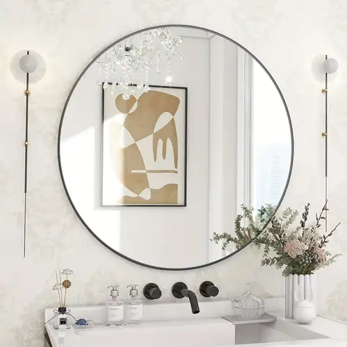 1pc Runder Wandspiegel, Wanddeko-Spiegel,  Badezimmer-Schlafzimmer-Glas-Waschtischspiegel, Home Essential - Temu  Germany