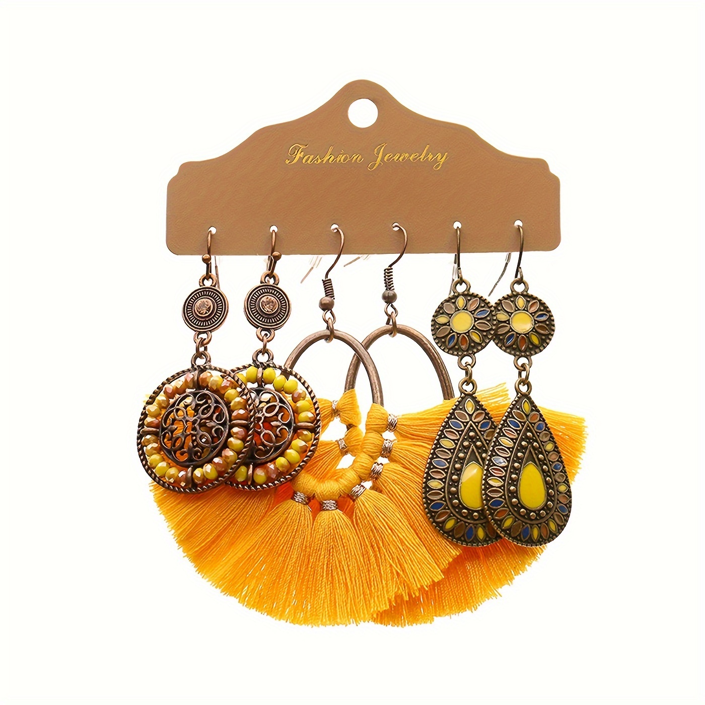 Vintage Flower Droplet Threads Tassel Dangle Earrings - Temu United Kingdom