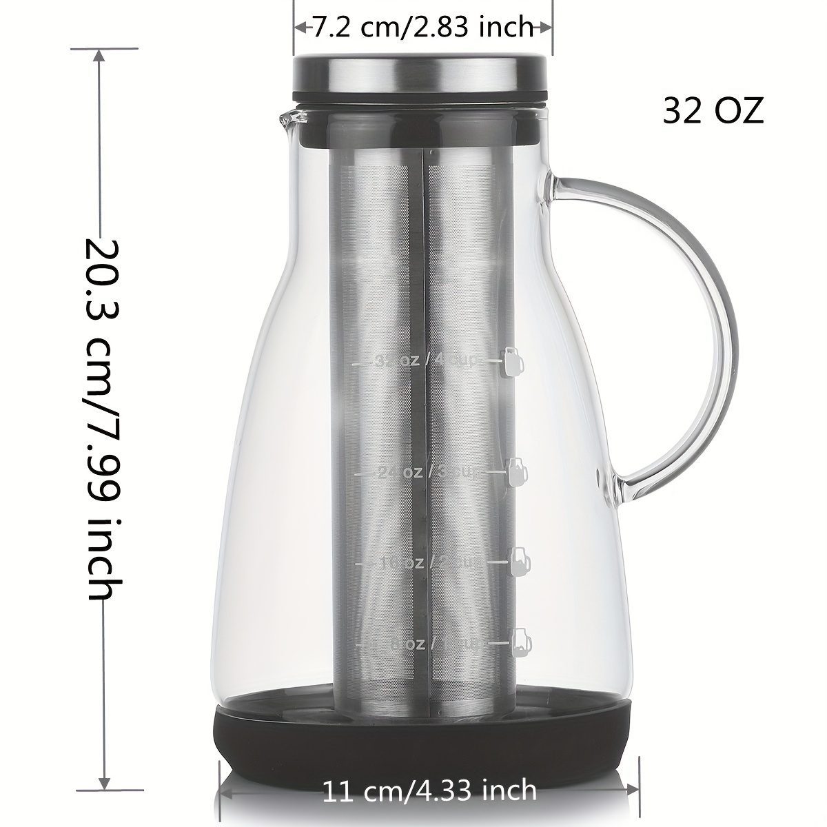 BEAN ENVY~Cold Brew Glass Iced Tea Coffee Maker 32oz Pitcher w