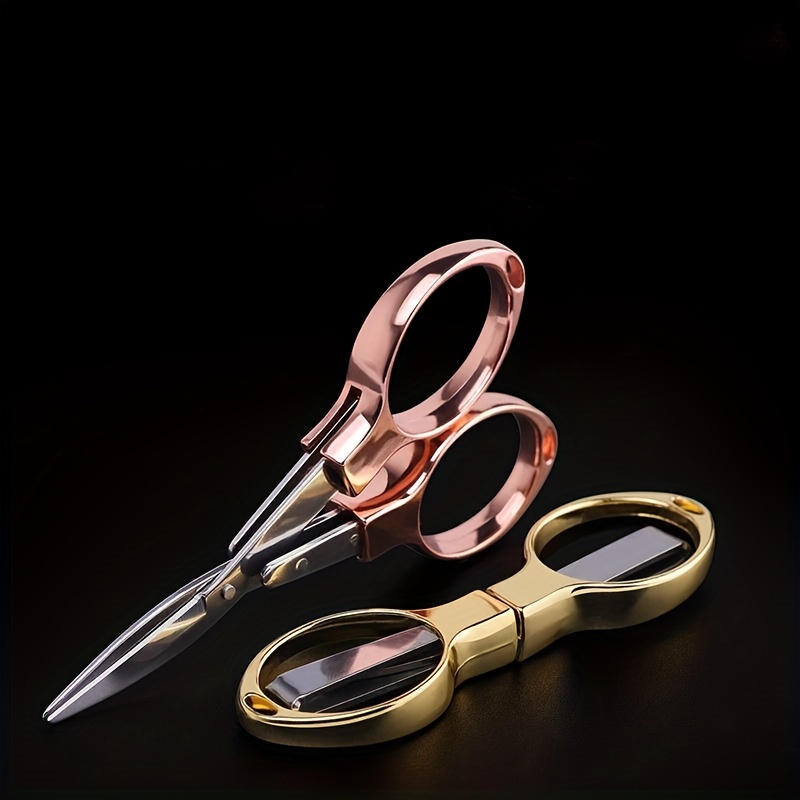 Stainless Steel Scissors Anti-rust Folding Scissors Glasses-shaped Mini  Shear Folding Safety Small Scissors With Keyring Hole For Households School  Of