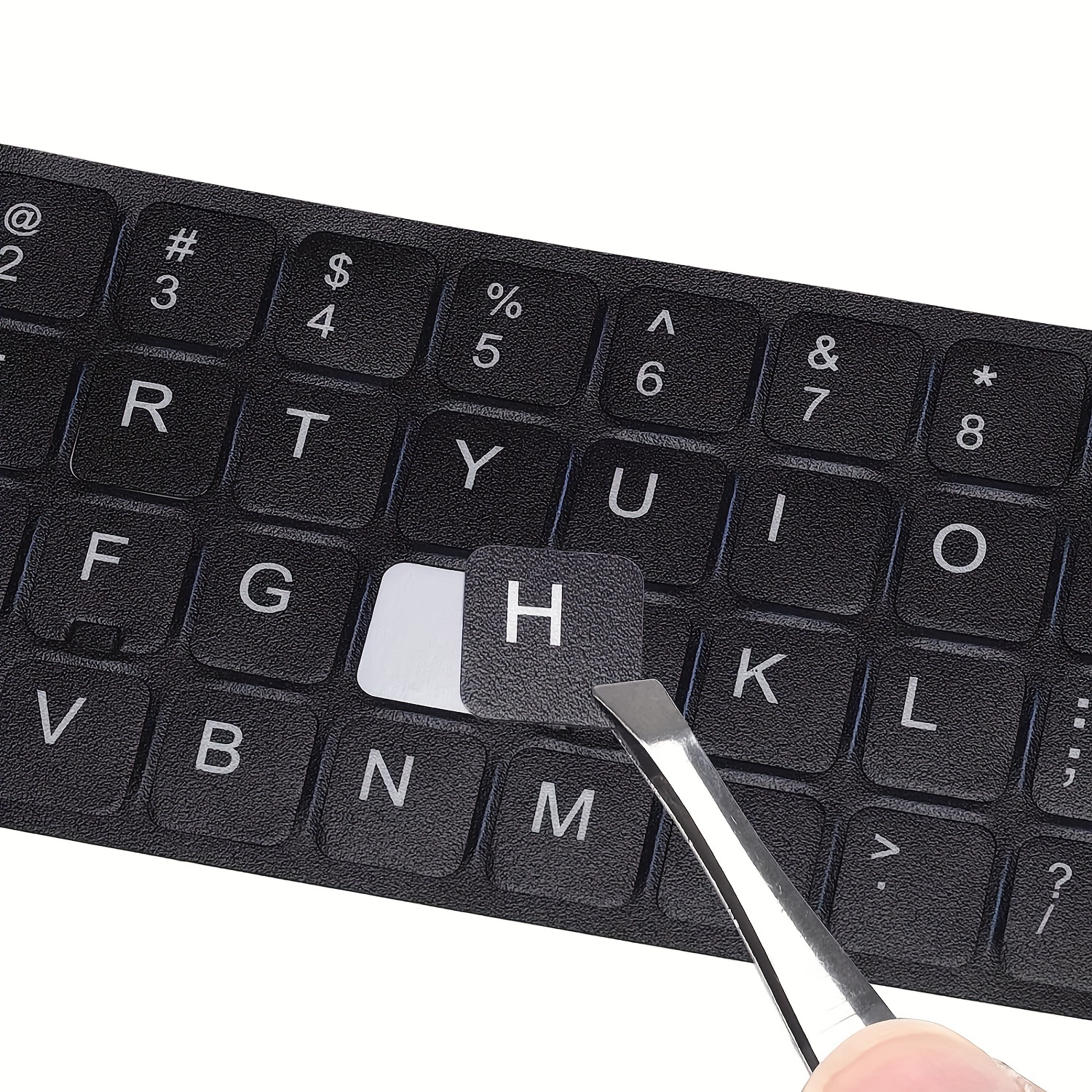 Pegatinas de teclado con 2PCS Pegatina de teclado universal Fondo morado  con letras blancas Letras de teclado Pegatinas de repuesto para computadora