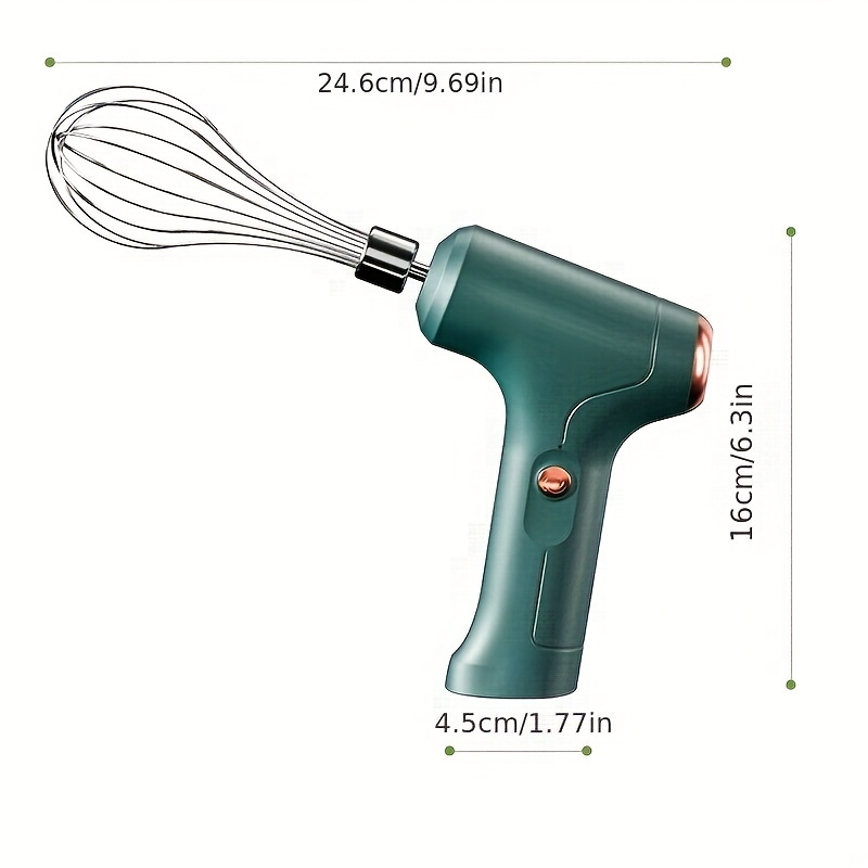 Automatic Egg Beater Stirrer Handheld Stainless Steel Mixer Triangular  Battery Powered Blender Home Kitchen Whisk Cooking Baking Green 