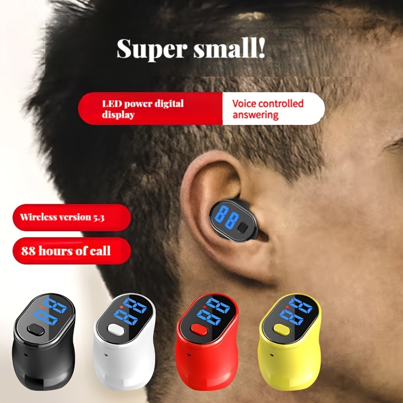 Cómodos auriculares Bluetooth pequeños, se pueden llevar todo el día.  Auriculares inalámbricos que no se caen, para entrenamiento y correr