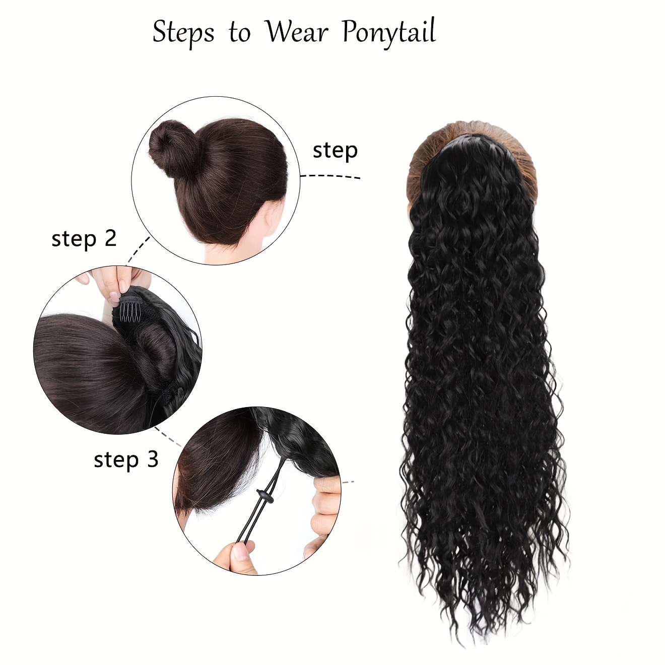 Drawstring Ponytail 60 96 Cm Natural Wave Synthetic Hair Extension