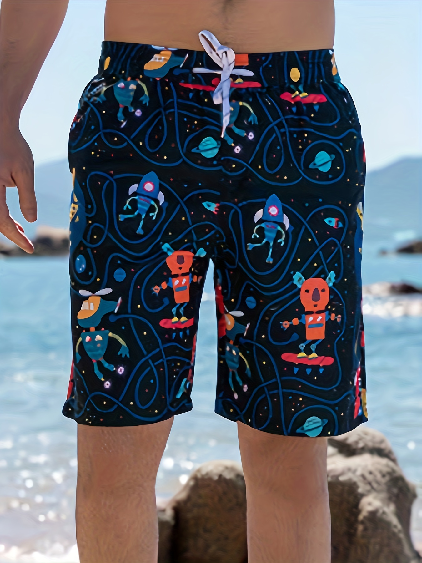  N/ A Pantalones cortos de natación para hombre, de secado  rápido, con forro de malla, Azul : Ropa, Zapatos y Joyería