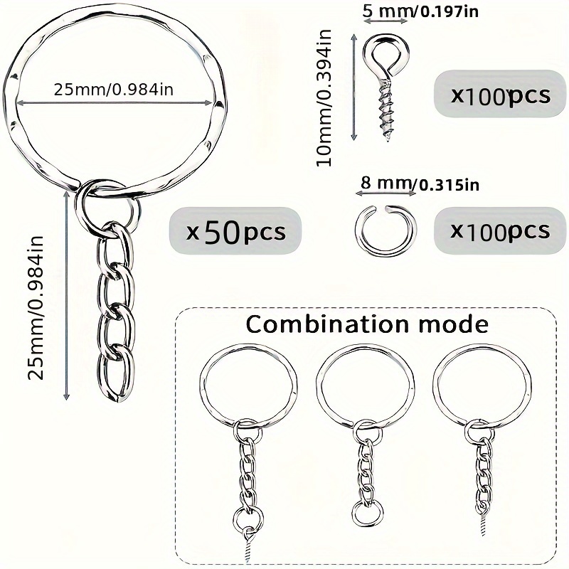 250Pcs Keychain Rings for Crafts Include Key Rings with Chain Jump